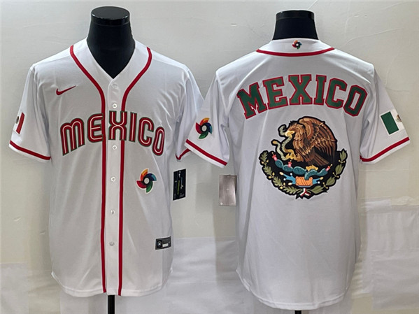 Men's Mexico Baseball 2023 White Team Big Logo World Baseball Classic Stitched Jersey